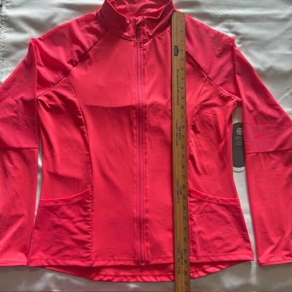 daisy fuentes Ladies Fit Athletic Top Large Full Zip Sheer Shoulders Back NWT - Picture 7 of 11